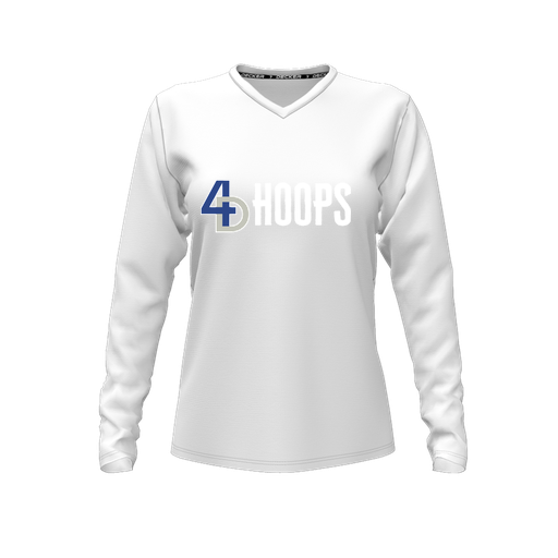 [FTLVCFWH-FYXS-LOGO3] Decker Comfort T-Shirt (Female Youth XS, White, V Neck, Logo 3, Long Sleeve)