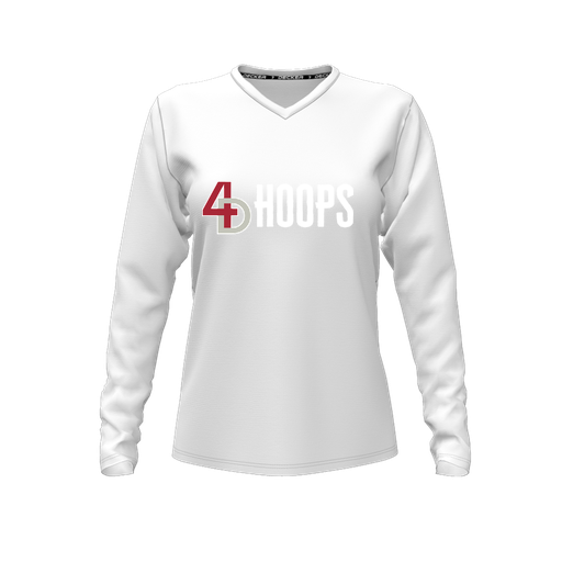 [FTLVPTWH-FYXS-LOGO2] Decker Performance T-Shirt (Female Youth XS, White, V Neck, Logo 2, Long Sleeve)