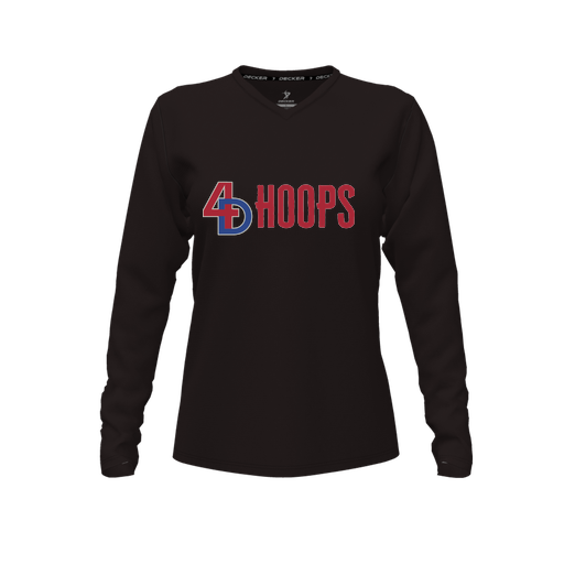 [FTLVPTBK-FYXS-LOGO1] Decker Performance T-Shirt (Female Youth XS, Black, V Neck, Logo 1, Long Sleeve)