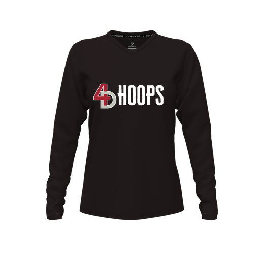 [FTLVPTBK-FYXS-LOGO2] Decker Performance T-Shirt (Female Youth XS, Black, V Neck, Logo 2, Long Sleeve)