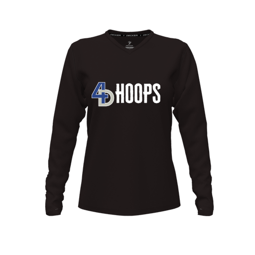 [FTLVPTBK-FYXS-LOGO3] Decker Performance T-Shirt (Female Youth XS, Black, V Neck, Logo 3, Long Sleeve)