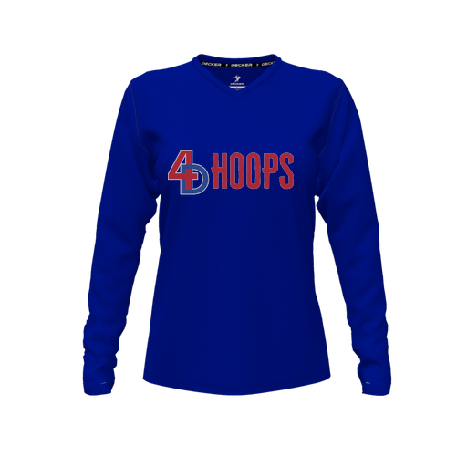 [CUS-DFW-TEES-PER-VNK-LSL-RYL-FYXS-LOGO1] Performance T-Shirt (Female Youth XS, Royal, V Neck, Logo 1, Long Sleeve)