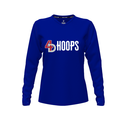 [CUS-DFW-TEES-PER-VNK-LSL-RYL-FYXS-LOGO2] Performance T-Shirt (Female Youth XS, Royal, V Neck, Logo 2, Long Sleeve)