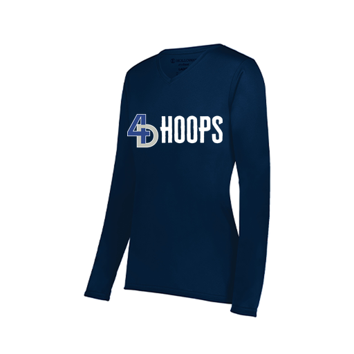 [222824.065.S-LOGO3] Ladies LS Smooth Sport Shirt (Female Adult S, Navy, Logo 3)